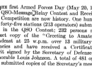 An excerpt from the August 1950 issue of QST that included the results from the first military/amateur Armed Forces Day event.